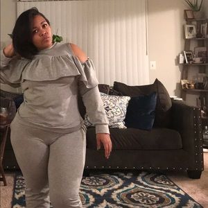 Cold shoulder two piece set